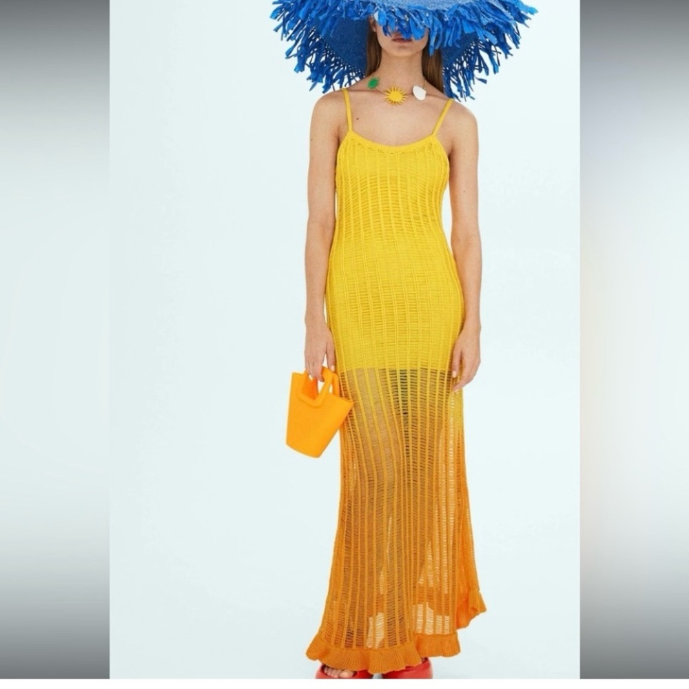 Mango Vibrant Yellow Knit Dress